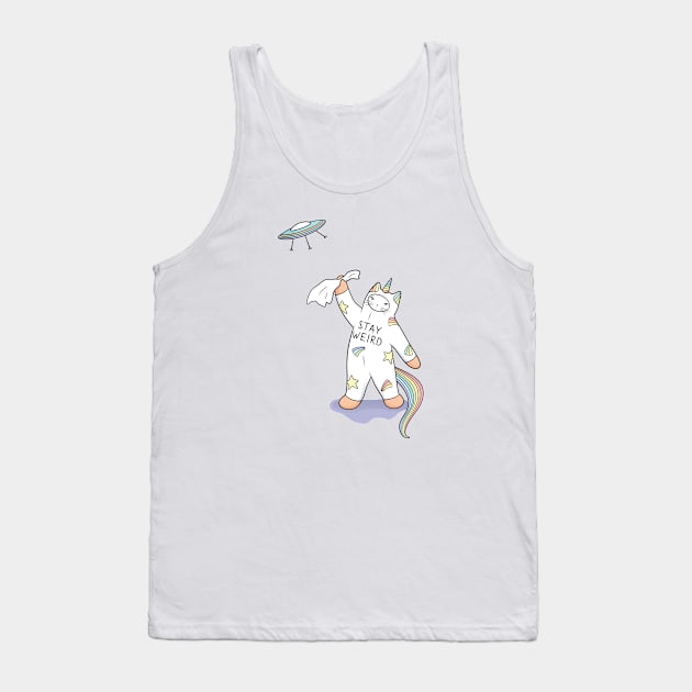 Hitchhiking Weird Unicorn Cat Tank Top by runcatrun